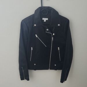 Topshop Black Faux Leather Biker Jacket